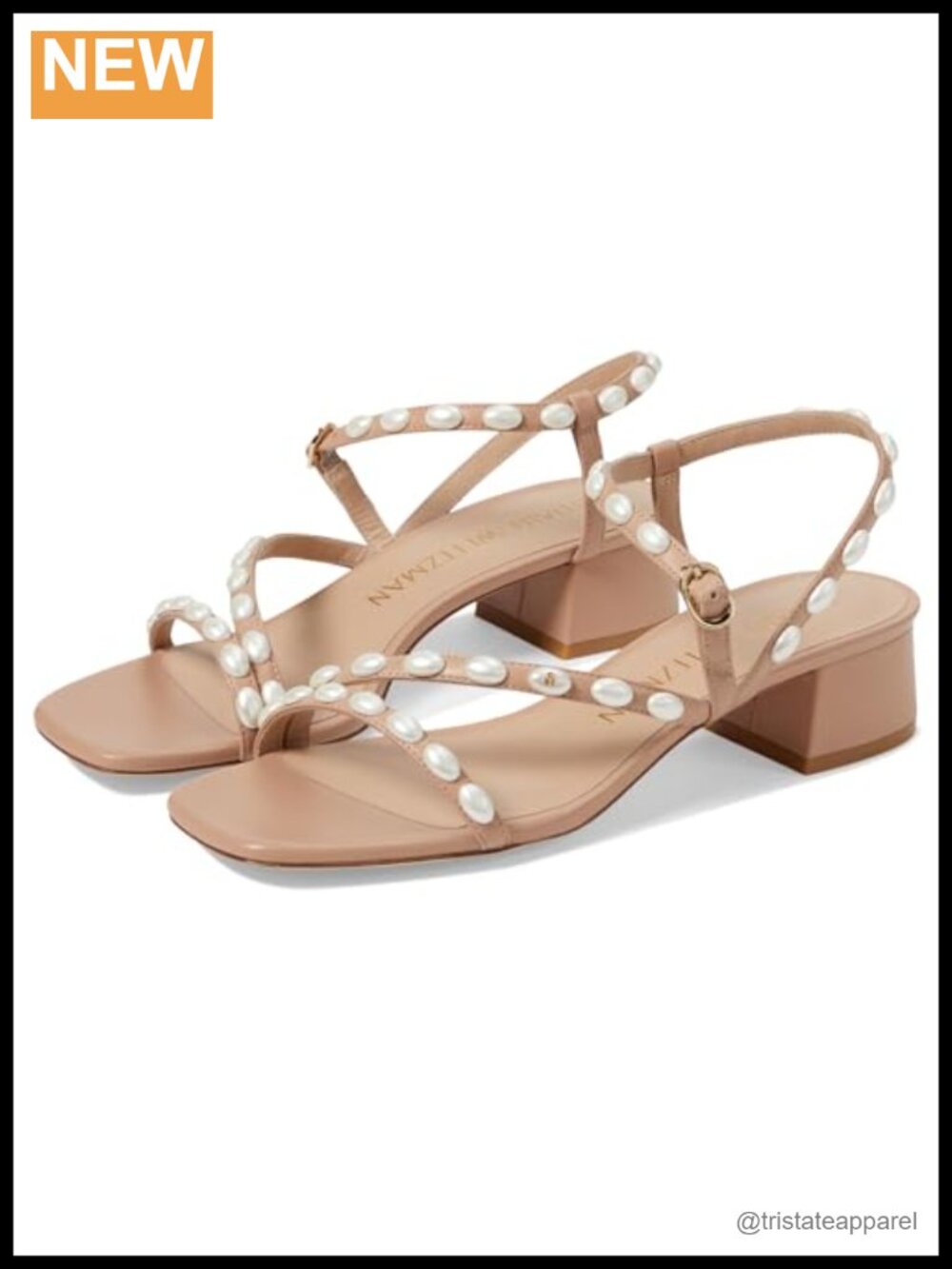 Stuart Weitzman Pearlita 35 Lamb Leather Slingback Block Heel Sandal